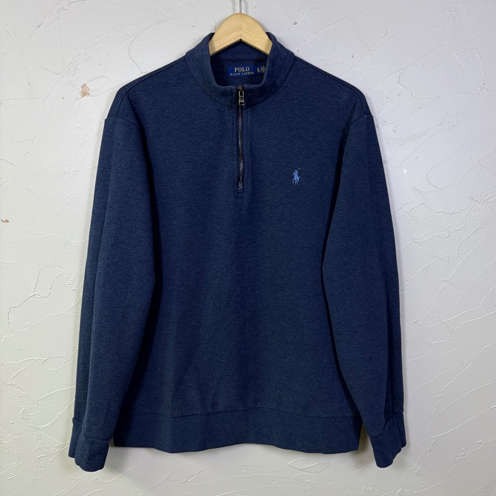 Polo Ralph Lauren Quarter Zip Pullover Mens XL Blue Heathered Long Sleeve Preppy